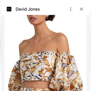 bec + bridge Gold and Black Abstract Crop Top